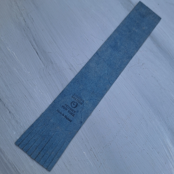 Genuine Leather Bookmark Gold Embossed Library Archive Fringed Blue - Picture 12 of 16